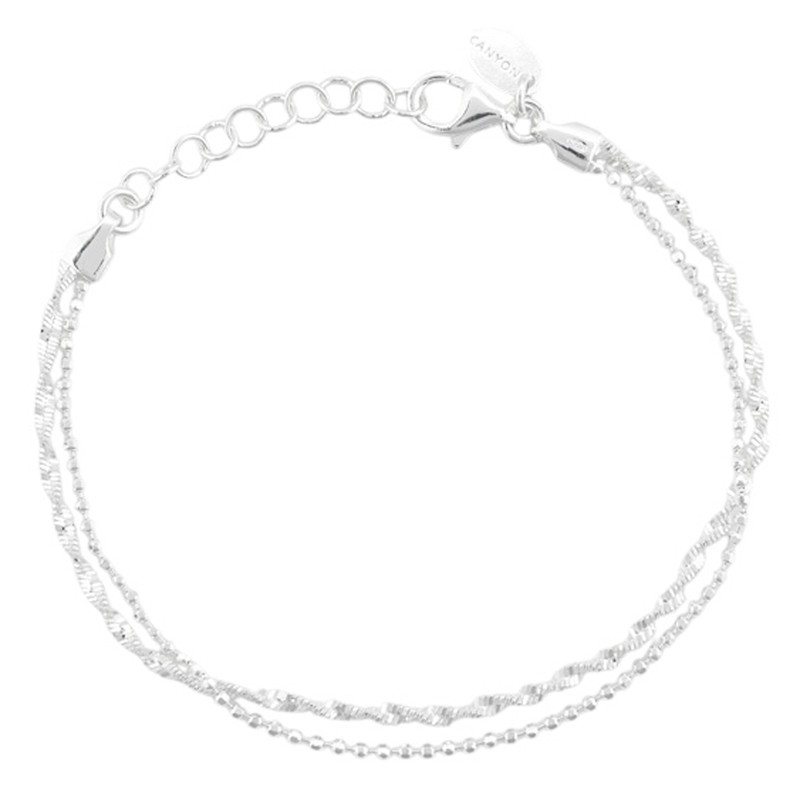 Bracelet fin en Argent - Chaînes, mailles micro-boules & torsadée - CANYON