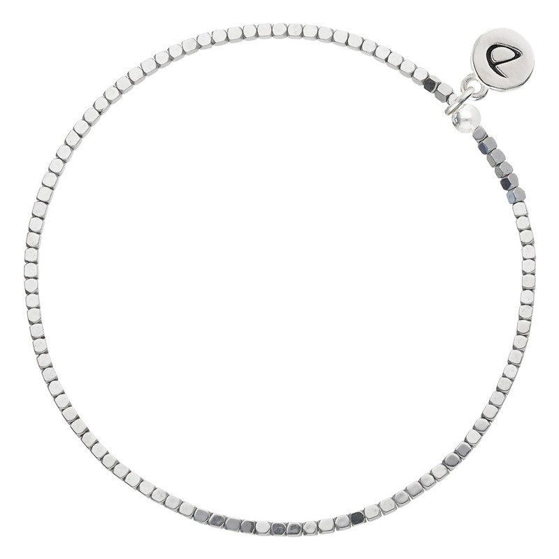 Bracelet élastique en argent - Perles en hématites grises - DORIANE Bijoux