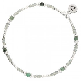 Bracelet élastique en argent LE RAFFINE - Perles de verre vertes - DORIANE Bijoux