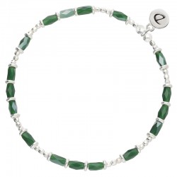 Bracelet élastique en argent VERT PRESTANCE - Perles de verre - DORIANE Bijoux