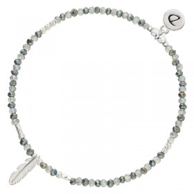 Bracelet élastique en argent PLUME VERT LE VOYAGEUR - Perles de verre DORIANE BIJOUX