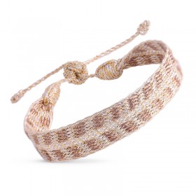 Bracelet ajustable ROLO 2 Gold and Silver Mocha - fils d'or tressés  MAAYAZ