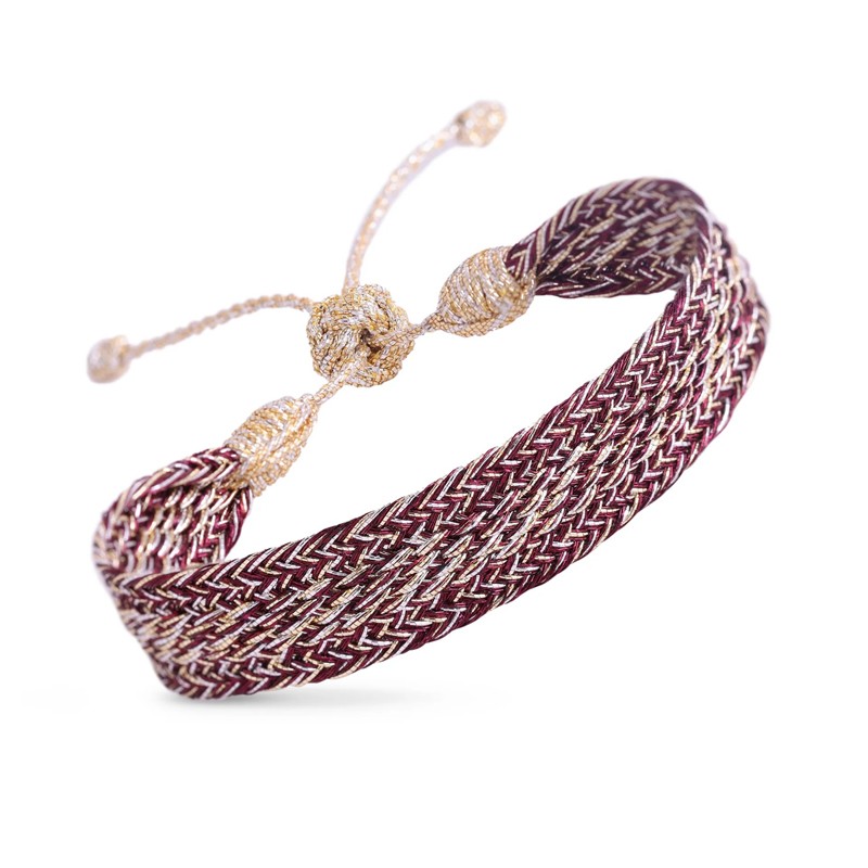 Bracelet IZY Gold and Silver Grape - Fils d'or tressés prune MAAYAZ