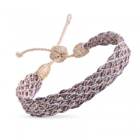 Bracelet LINES 1 Gold and Silver Fig - fils d'or tressés violet MAAYAZ