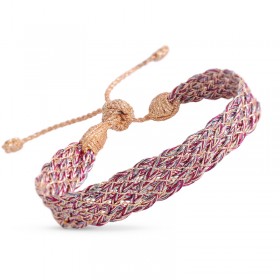 Bracelet LINES 1 Peach Mulberry - fils d'or tressés rose & violet MAAYAZ