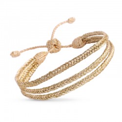 Bracelet ajustable Triple Mini Eya Gold Ginger - fils d'or tressés dorés MAAYAZ