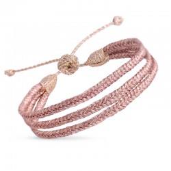 Bracelet ajustable Triple Mini Eya Rose Gold Terracotta - fils d'or tressés  MAAYAZ