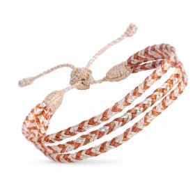 Bracelet ajustable Triple Mini Eya Gold and Silver Apricot - fils d'or tressés MAAYAZ