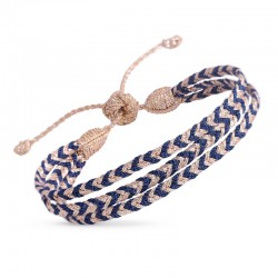 Bracelet Triple Mini Eya Rose Gold Navy - fils d'or tressés bleu marine MAAYAZ