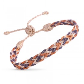 Bracelet ZYN 2 Rosse Gold Fig Apricot - fils d'or tressés orange & violet MAAYAZ