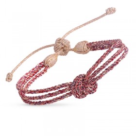 Bracelet ajustable HEART Rose Gold Cherry - Fils d'or tressés rose  MAAYAZ