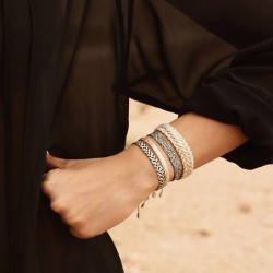 Bracelet ajustable ANIA 1 Gold and Silver Ebony - Fils d'or tressés noirs