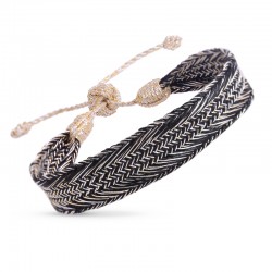 Bracelet NERRY 1 Silver Gold Ebony - fils d'or tressés noirs MAAYAZ