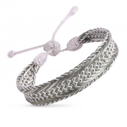 Bracelet NERRY 2 Silver Khaki - fils d'or tressés argent kaki MAAYAZ