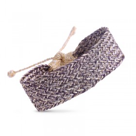 Bracelet manchette MAXI ANIA Gold and Silver Fig - Fils d'or tressés violet MAAYAZ