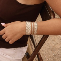 Bracelet MAXI ANIA Peach Silver Walnut - Fils d'or tressés noisettes