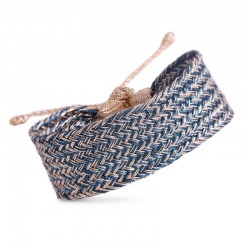 Bracelet manchette MAXI ANIA Rose gold Royal Blue - Fils d'or tressés