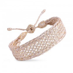 Bracelet manchette NYLA Gold and Silver - Fils d'or tressés argent doré MAAYAZ