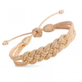 Bracelet ajustable LACE Gold - fils d'or tressés dorés & noeuds marins MAAYAZ