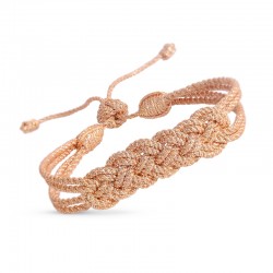 Bracelet ajustable LACE Peach - fils d'or tressés & noeuds marins MAAYAZ