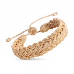 Bracelet ajustable AZAL Gold - fils d'or tressés croisés dorés MAAYAZ