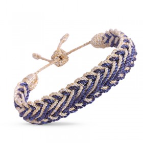 Bracelet ajustable AZAL 2 Gold Silver Fig - fils d'or tressés violet MAAYAZ