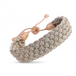 Bracelet ajustable DIYAH 1 Peach Basil - fils d'or tressés pêche & vert MAAYAZ