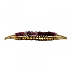 Bracelet BARB VIOLET doré - Cordons, perles & Pierres fines - BY GARANCE