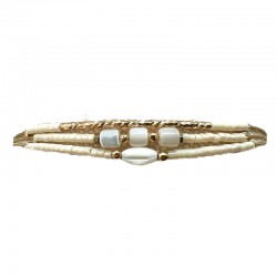 Bracelet NINA BLANC doré - Cordon, tuben perles & Nacres - BY GARANCE