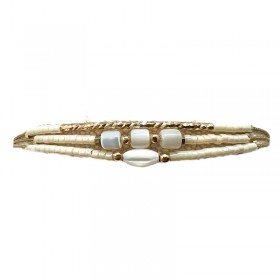 Bracelet NINA BLANC doré - Cordon, tuben perles & Nacres - BY GARANCE