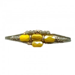 Bracelet         KAKI JAUNE doré - Cordons & Perles - BY GARANCE