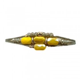 Bracelet         KAKI JAUNE doré - Cordons & Perles - BY GARANCE