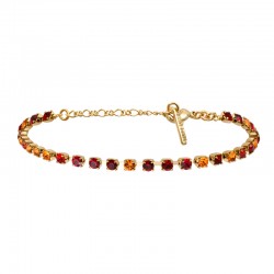 Bracelet fin PRECIOUS ORANGE & ROUGE doré - Cristal Prestige rose - SATELLITE