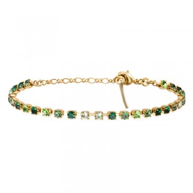 Bracelet fin PRECIOUS VERT doré - Cristaux Prestige carrés - SATELLITE