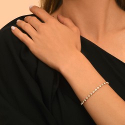 Bracelet fin PRECIOUS BLANC doré - Cristaux Prestige carrés