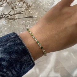 Bracelet fin PRECIOUS VERT doré - Cristaux Prestige carrés