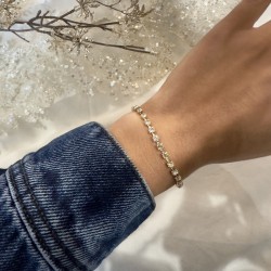 Bracelet fin PRECIOUS BLANC doré - Cristaux Prestige carrés