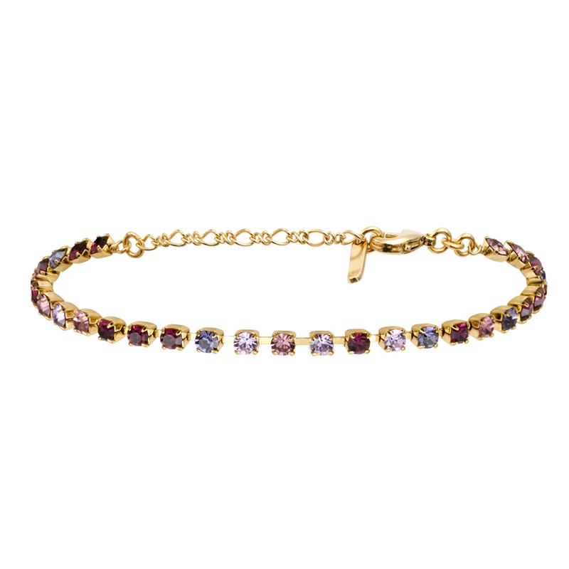 Bracelet fin PRECIOUS VIOLET & MAUVE doré - Cristaux Prestige carrés SATELLITE