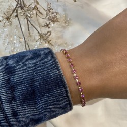 Bracelet fin PRECIOUS ROSE doré - Cristaux Prestige carrés