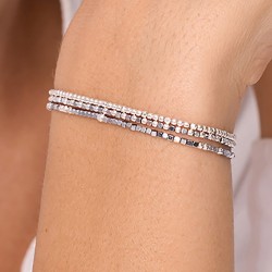 Bracelet élastique en Argent 3 tours - Santa-Giulia gris TAILLE S