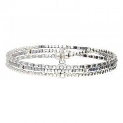 Bracelet élastique en Argent 3 tours - Santa-Giulia gris - DORIANE Bijoux