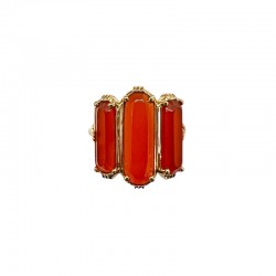 Bague ajustable Or - Trois Pierres barrettes Cornaline