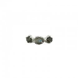 Bague ajustable en Argent - Trois pierres Labradorites ovales