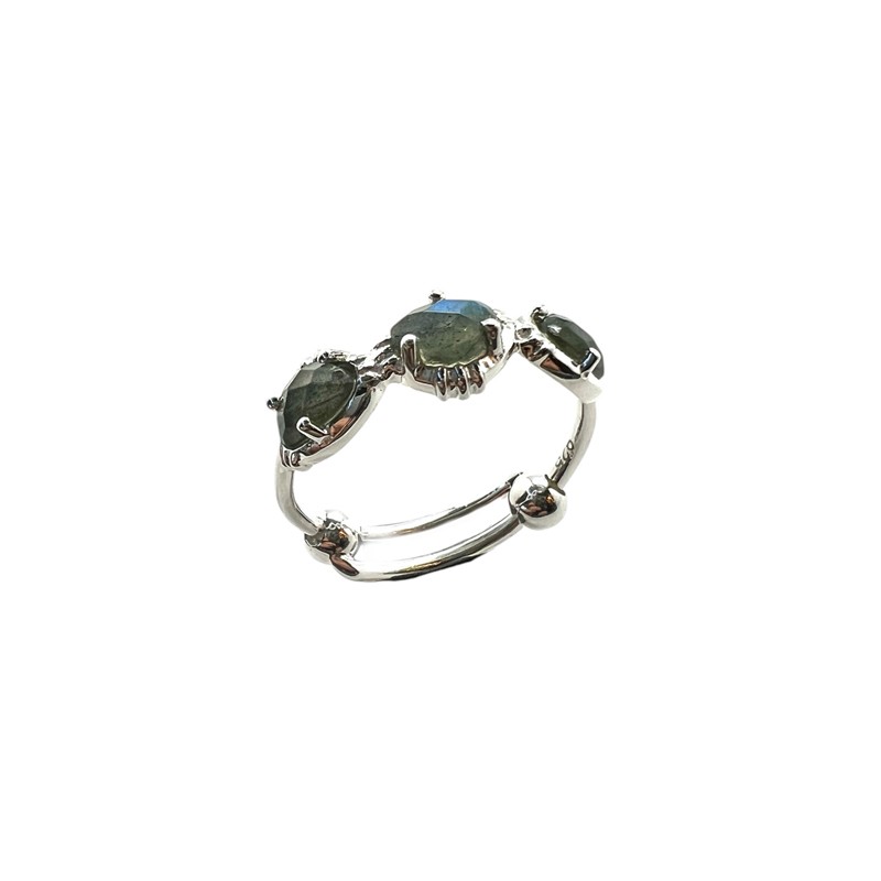 Bague ajustable en Argent - Trois pierres Labradorites ovales AU FIL DE LO