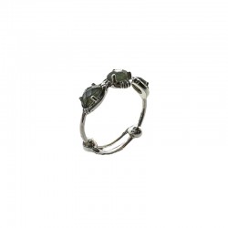 Bague ajustable en Argent - Trois pierres Labradorites ovales