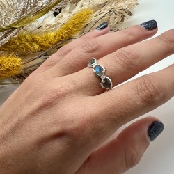 Bague ajustable en Argent - Trois pierres Labradorites ovales