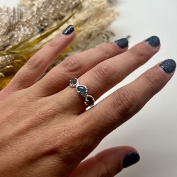 Bague ajustable en Argent - Trois pierres Labradorites ovales