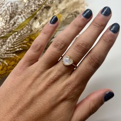 Bague ajustable Or - Petite Pierre Labradorite ovale