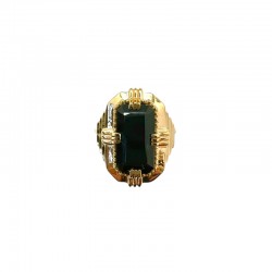 Bague ajustable Or ARTDECO - Pierre Onyx noir rectangle AU FIL DE LO