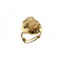 Bague ajustable Or - Pierre Quartz rutile rectangle